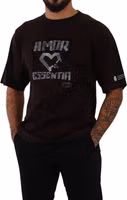 Bordeaux Cotton L-Amore Print Crewneck T-shirt 4