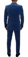 Blue SICILIA Velvet Slim Fit 2 Piece Suit 2