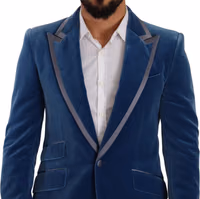 Blue SICILIA Velvet Slim Fit 2 Piece Suit 3