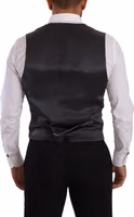 Gray Striped Double Breasted Waistcoat Vest 2