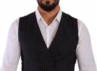 Gray Striped Double Breasted Waistcoat Vest 3