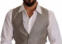 Beige Wool Single Breasted Waistcoat Vest 3