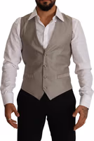 Beige Wool Single Breasted Waistcoat Vest 5