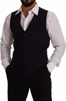 Blue Striped Wool Stretch Waistcoat Vest 3