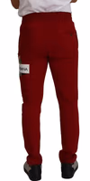 Red Cotton Logo Patch Sweatpants Jogging Pants 1
