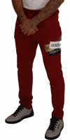 Red Cotton Logo Patch Sweatpants Jogging Pants 2
