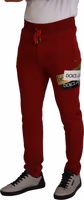 Red Cotton Logo Patch Sweatpants Jogging Pants 3