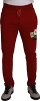 Red Cotton Logo Patch Sweatpants Jogging Pants 4