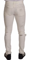 White Tattered Skinny Cotton Men Denim Jeans 2