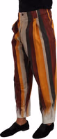 Multicolor Striped Cotton Tapered Trouser Pants 1