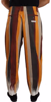 Multicolor Striped Cotton Tapered Trouser Pants 2