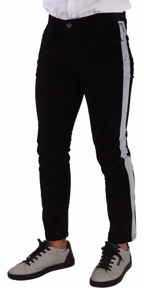 Black Cotton Stretch Skinny Corduroy Jeans