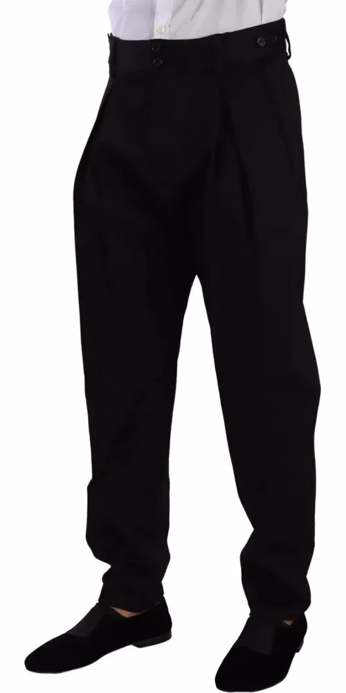 Black Cotton High Waist Men Trouser Dress Pants