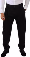 Black Cotton High Waist Men Trouser Dress Pants 3