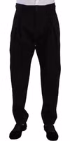 Black Cotton High Waist Men Trouser Dress Pants 4