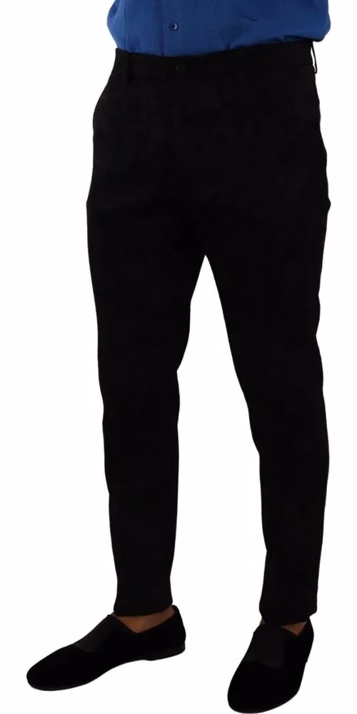 Black Brocade Skinny Formal Trouser Dress Pants