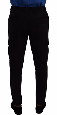 Black Viscose Skinny Cargo Trouser Pants