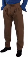 Brown Leather Tapered High Waist Pants 3