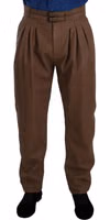 Brown Leather Tapered High Waist Pants 4