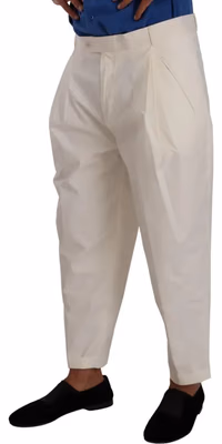 White Cotton Tapered Men Trouser Dress Pants