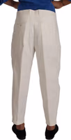 White Cotton Tapered Men Trouser Dress Pants 2