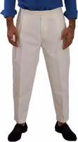 White Cotton Tapered Men Trouser Dress Pants 3