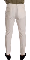 White Cotton Skinny Corduroy Trouser Pants 1