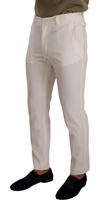 White Cotton Skinny Corduroy Trouser Pants 3