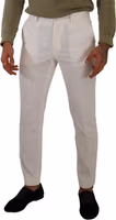 White Cotton Skinny Corduroy Trouser Pants 4