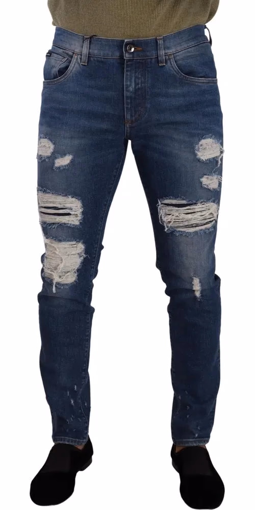 Blue Wash Cotton Stretch Slim Fit Denim Jeans