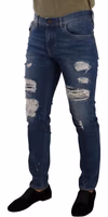 Blue Wash Cotton Stretch Slim Fit Denim Jeans 2