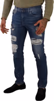 Blue Wash Cotton Stretch Slim Fit Denim Jeans 4