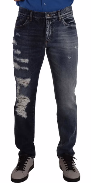 Blue Cotton Regular Denim Trousers Jeans