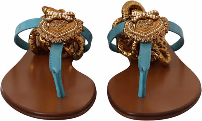 Blue Leather Devotion Flats Sandals