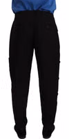 Black Cotton Stretch Tapered Cargo Pants 2