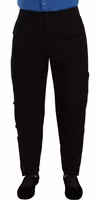 Black Cotton Stretch Tapered Cargo Pants 4