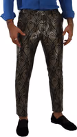 Silver Gold Jacquard Men Trouser Dress Pants 3