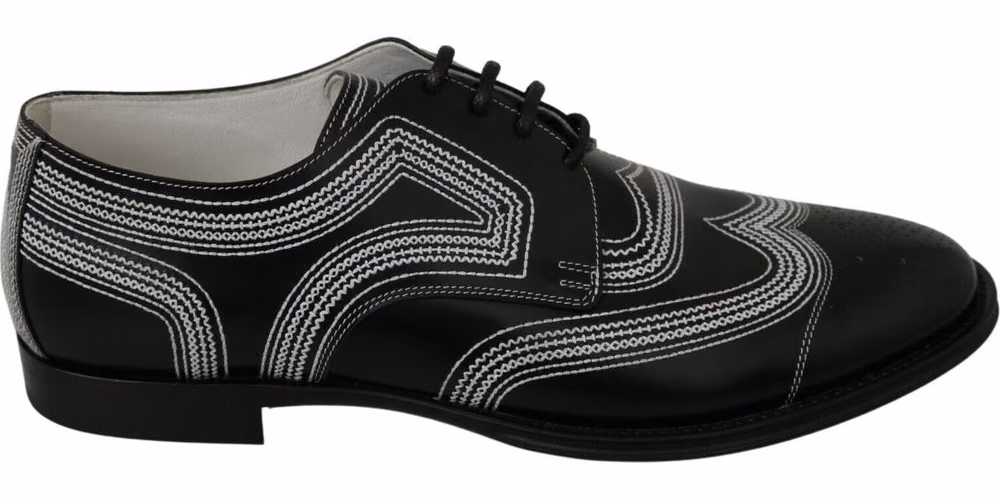 Black Leather Derby Formal White Lace Shoes