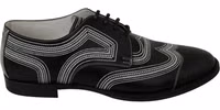 Black Leather Derby Formal White Lace Shoes 1