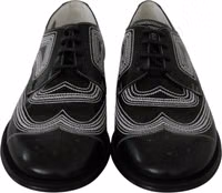 Black Leather Derby Formal White Lace Shoes 5