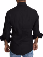 Black Cotton Formal Dress Men Top Shirt 3