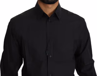 Black Cotton Formal Dress Men Top Shirt 4
