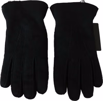 Black Leather Motorcycle Biker Mitten Gloves