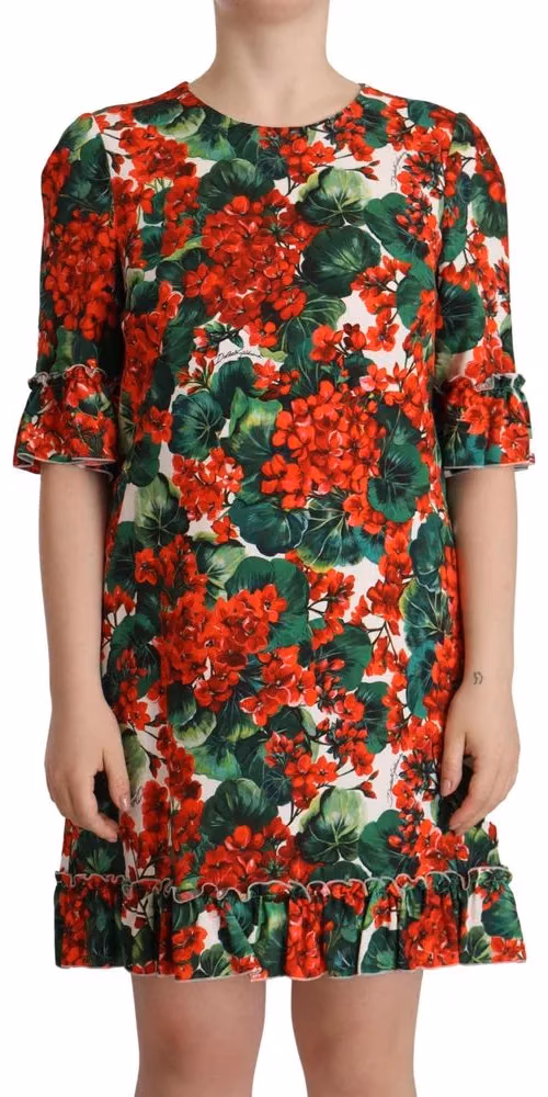 Multicolor Red Floral Shift Gown Dress
