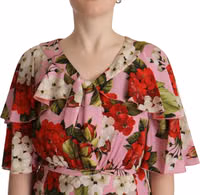 Pink Floral Silk Stretch Gown Maxi Dress 3
