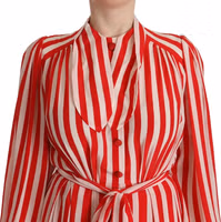 White Red Silk A-Line Shift Gown Dress 4