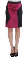 Pink Black Above Knees Cotton Stretch Skirt 1