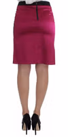 Pink Black Above Knees Cotton Stretch Skirt 3