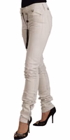 White Mid Waist Cotton Denim Slim Fit Jeans 2