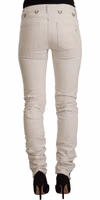 White Mid Waist Cotton Denim Slim Fit Jeans 3